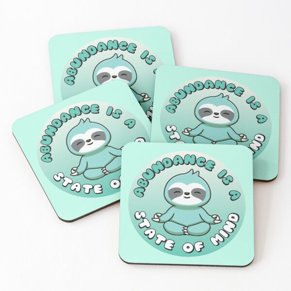 Item preview, Abundance Is A State Of Mind Meditating Sloth Turquoise designed and sold by everything4eva.