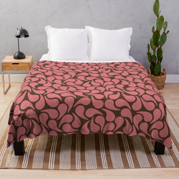 Item preview, Droplets -- Salmon Pink Peach on Brown Groovy Abstract Graphic Geometric Paisley Shape designed and sold by victoriabdesign.