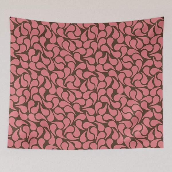 Item preview, Droplets -- Salmon Pink Peach on Brown Groovy Abstract Graphic Geometric Paisley Shape designed and sold by victoriabdesign.