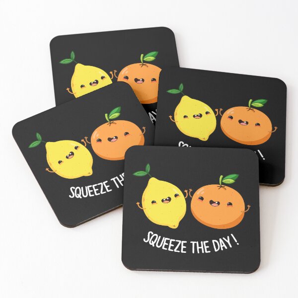 Item preview, Squeeze The Day cute Fruit Puns (Dark BG) designed and sold by punnybone.