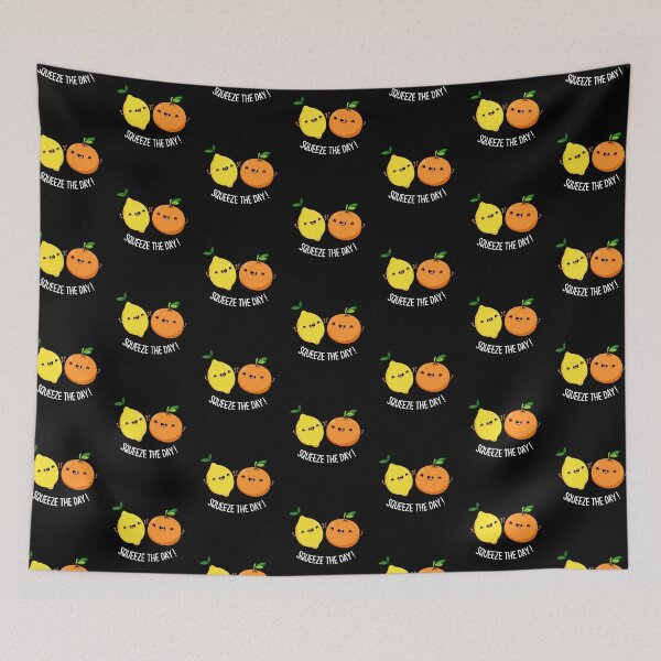 Item preview, Squeeze The Day cute Fruit Puns (Dark BG) designed and sold by punnybone.