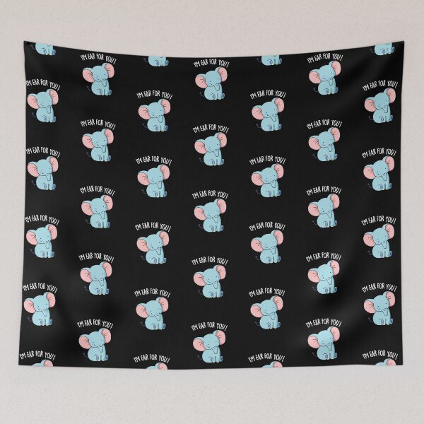 Item preview, I'm Ear For You Funny Elephant Puns (Dark BG) designed and sold by punnybone.