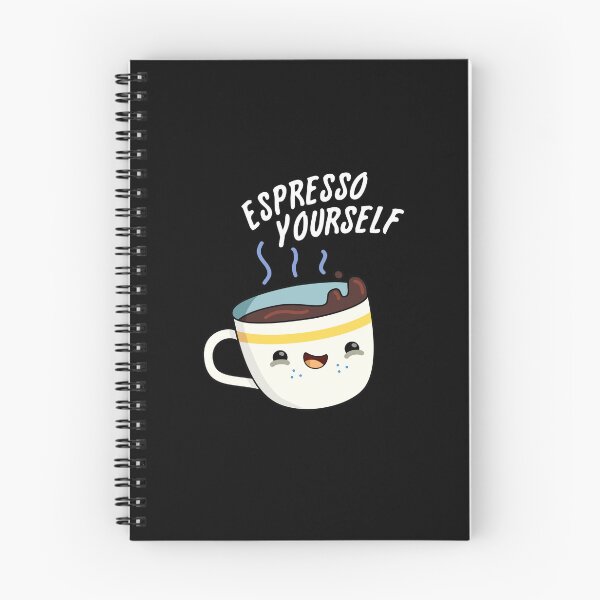 Item preview, Espresso Yourself Funny Coffee Puns (Dark BG) designed and sold by punnybone.