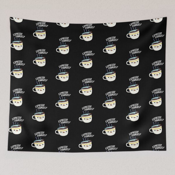 Item preview, Espresso Yourself Funny Coffee Puns (Dark BG) designed and sold by punnybone.