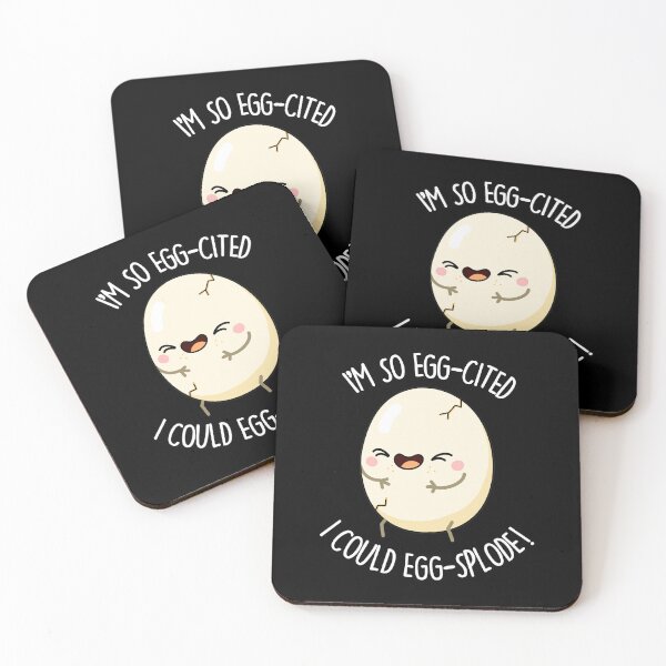 Item preview, I'm So Egg-cited I Could Egg-splode Funny Egg Puns (Dark BG) designed and sold by punnybone.