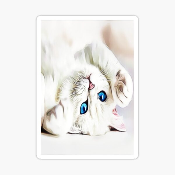 A Cat With Blue Eyes - Digital Art Sticker