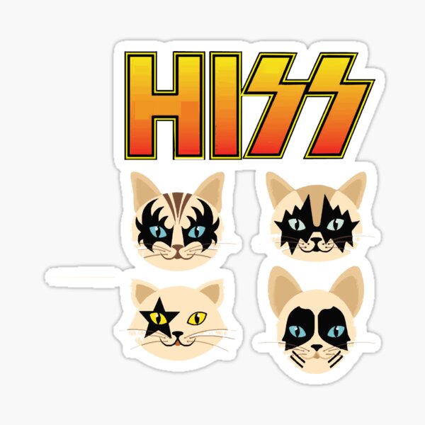 "Hiss Funny Cat Band Cute Cats Adorable " Sticker for Sale by