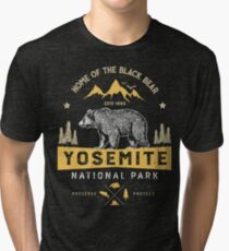 Yosemite National Park California T shirt - Vintage Bear Tri-blend T-Shirt