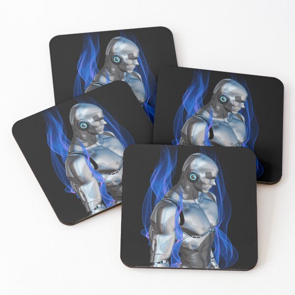 Item preview, Futuristic Blue Flames Tin Man designed and sold by MyMerch4u.