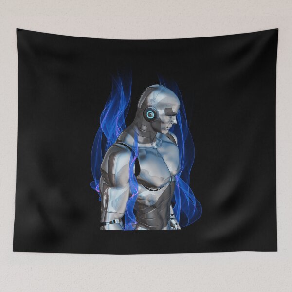 Item preview, Futuristic Blue Flames Tin Man designed and sold by MyMerch4u.