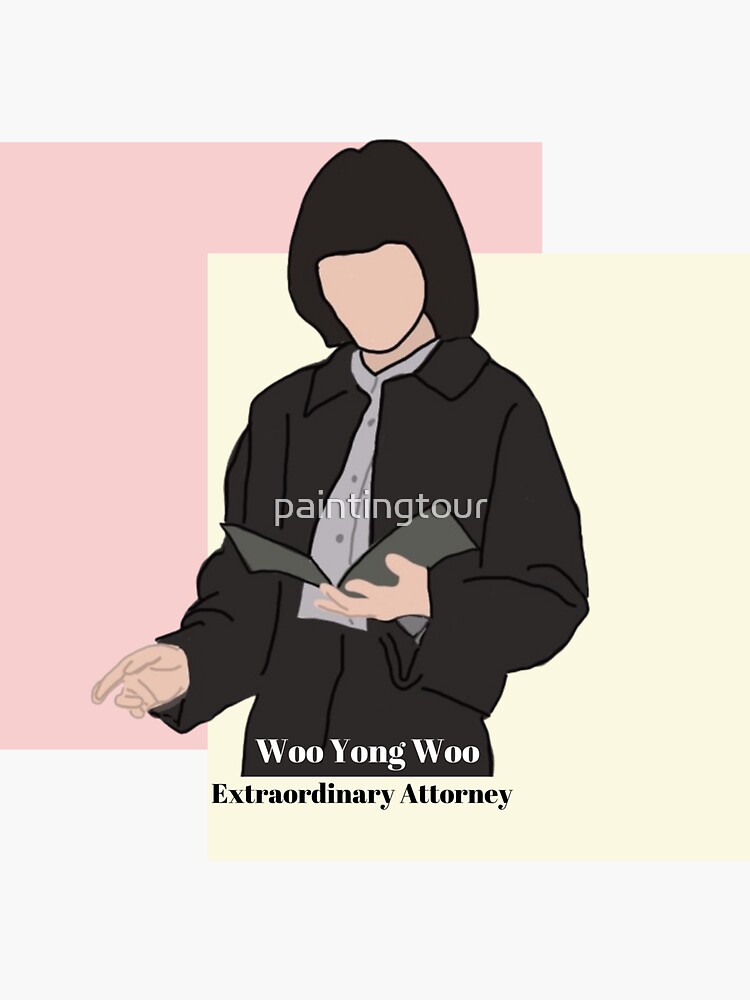 "Extraordinary Attorney Woo Yong Woo & pink yellow" Sticker for Sale by