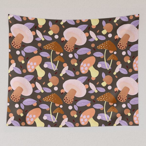 Item preview, Brown and purple mushroom pattern designed and sold by Home Cyn Home.