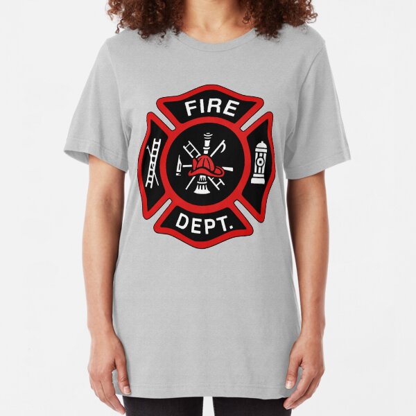 Red Fire Department Badge Slim Fit T-Shirt