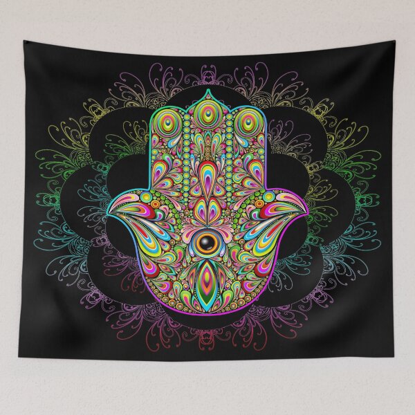 Item preview, Hamsa Fatma Hand Psychedelic Amulet  designed and sold by BluedarkArt.