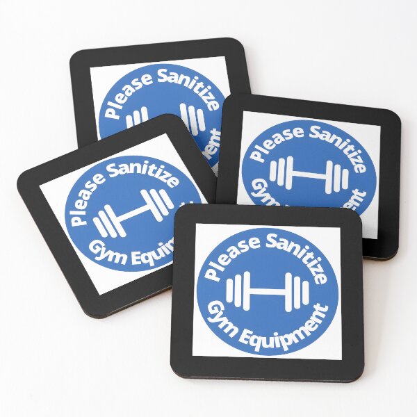 Item preview, Please Sanitize gym equipment - Rounded Sign, Blue and White Poster designed and sold by brazaoofosuae.