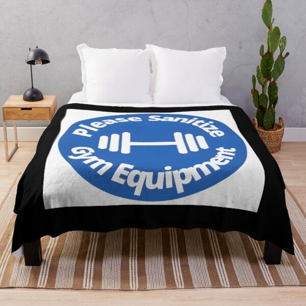 Item preview, Please Sanitize gym equipment - Rounded Sign, Blue and White Poster designed and sold by brazaoofosuae.