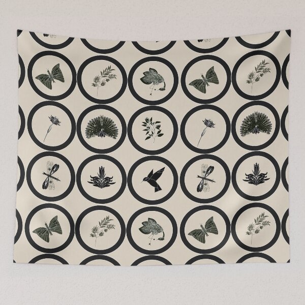 Item preview, Animals and plants pattern in black and beige designed and sold by Carmelagaminde.