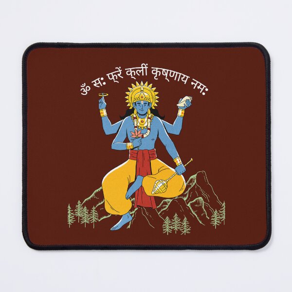 Item preview, ॐ स: फ्रें क्लीं कृष्णाय नम: Krishna Narayan Pose with Sudarshan  designed and sold by Quirky Dez.