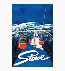 Stowe vertmont vintage sking ski travel poster sticker Photographic Print