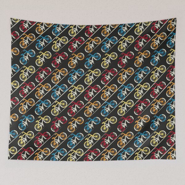Item preview, Multicolor Bicycles On Black Background Pattern designed and sold by KeeleyEdwards47.