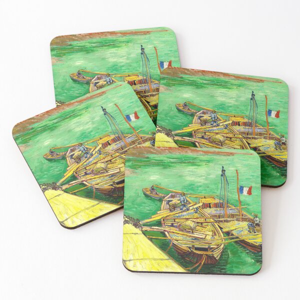 Item preview, Quay with Men Unloading Sand Barges - Vincent van Gogh designed and sold by SimpleJoyStyle.