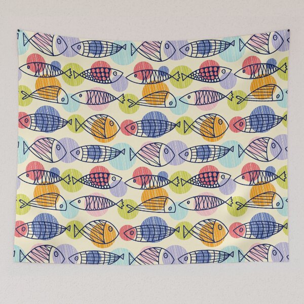 Item preview, Multicolor Fish Lines Pattern designed and sold by KeeleyEdwards47.