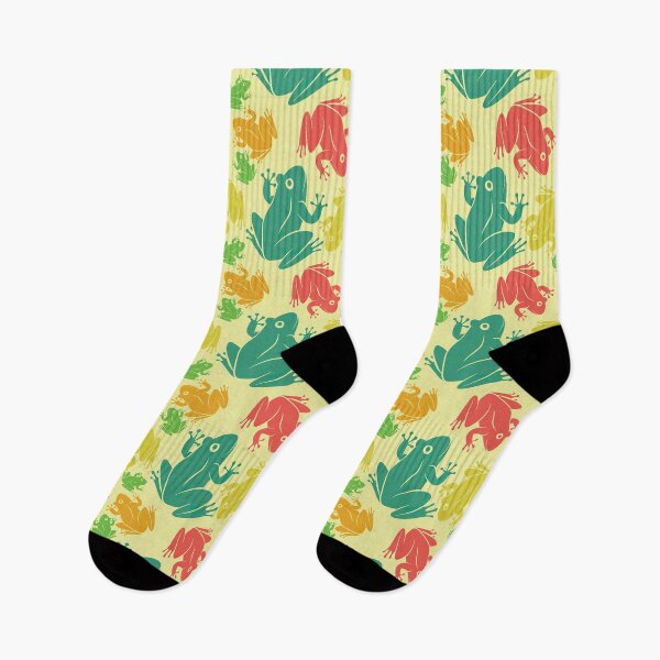 Item preview, Multicolor Frogs On Yellow Pattern designed and sold by KeeleyEdwards47.