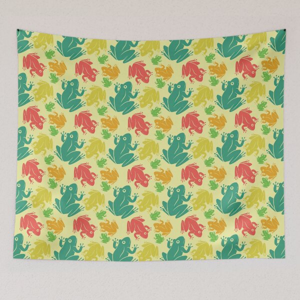 Item preview, Multicolor Frogs On Yellow Pattern designed and sold by KeeleyEdwards47.