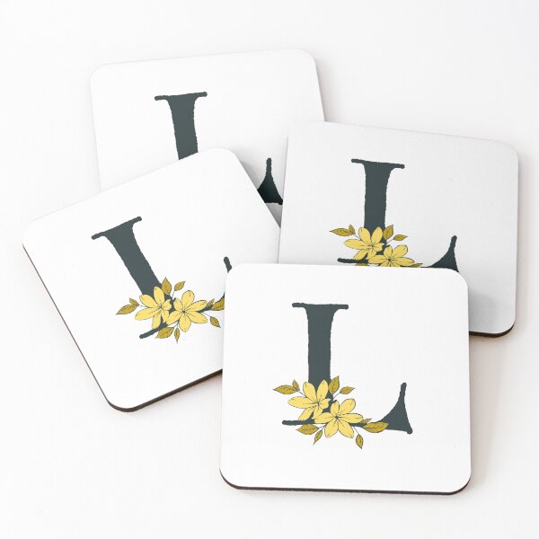 Item preview, Yellow floral L monogram designed and sold by Coffee Lifestyle.