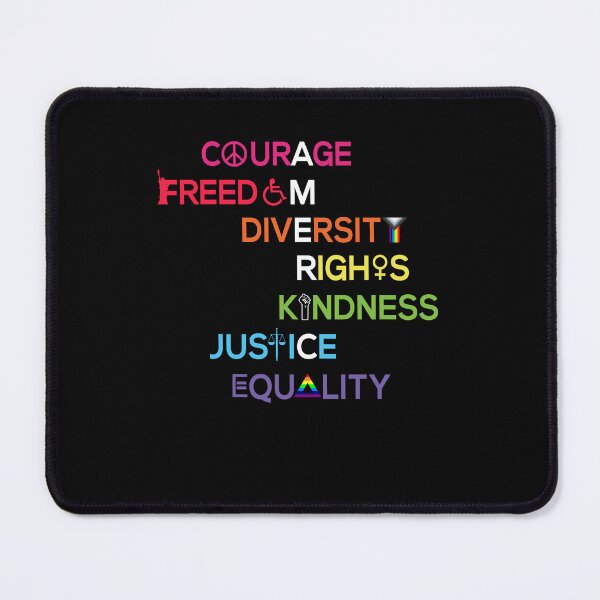 Item preview, courage freedom diversity rights kindness justice equality funny retro vintage happy quotes designed and sold by elizabethdawnn.