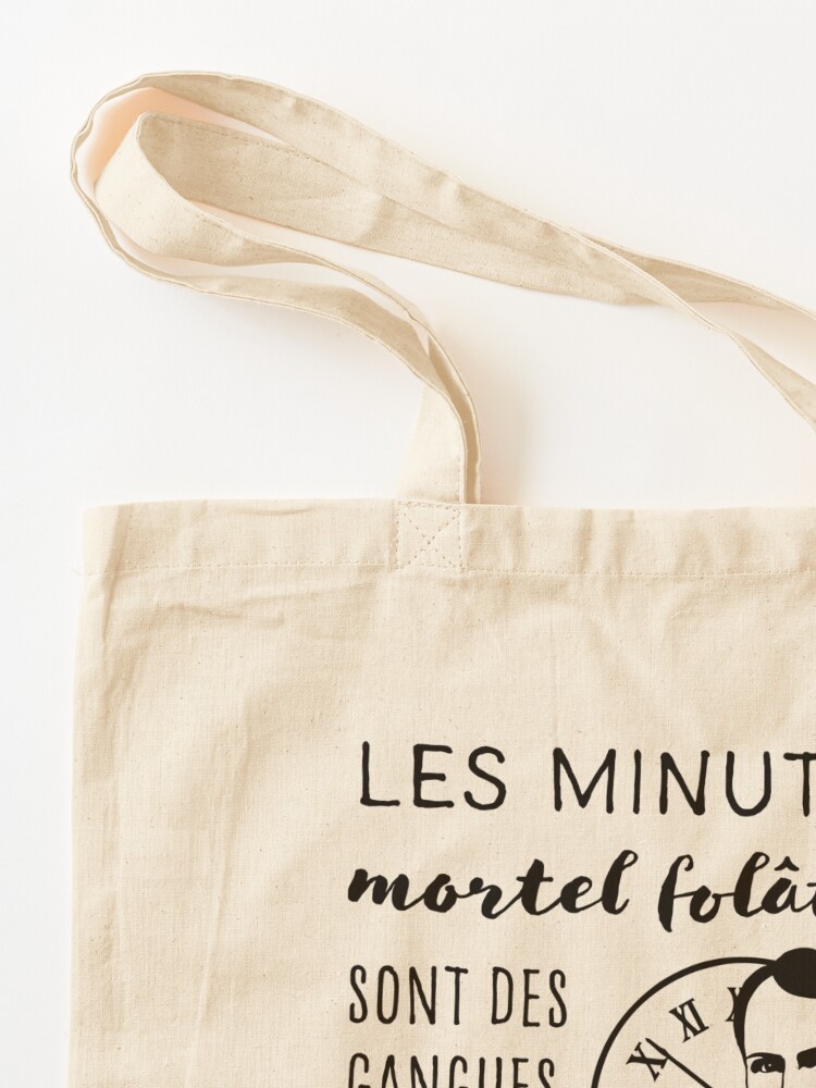 Charles Baudelaire and quote from The Clock in French Tote Bag