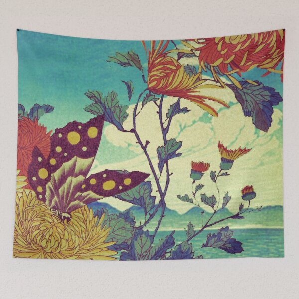 Item preview, Ocean Behind Flowers at Zijhin - Nature Landscape designed and sold by Kijiermono.