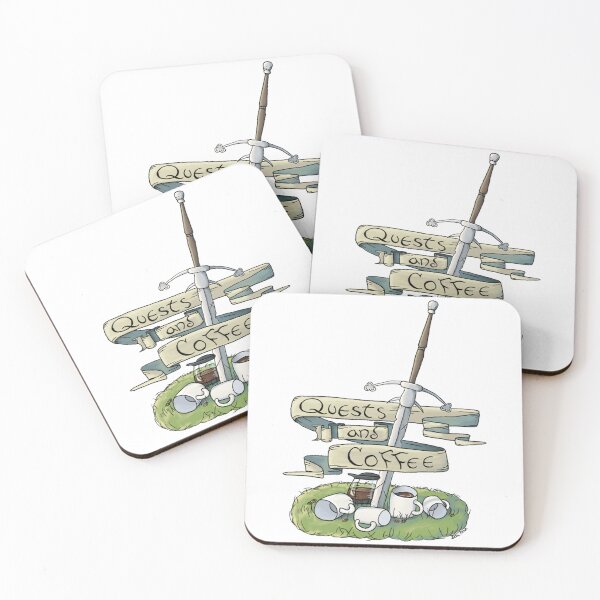 Item preview, Quests and Coffee Manga Graphic Gift Fan designed and sold by KirstMatthews.