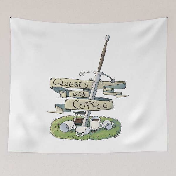 Item preview, Quests and Coffee Manga Graphic Gift Fan designed and sold by KirstMatthews.