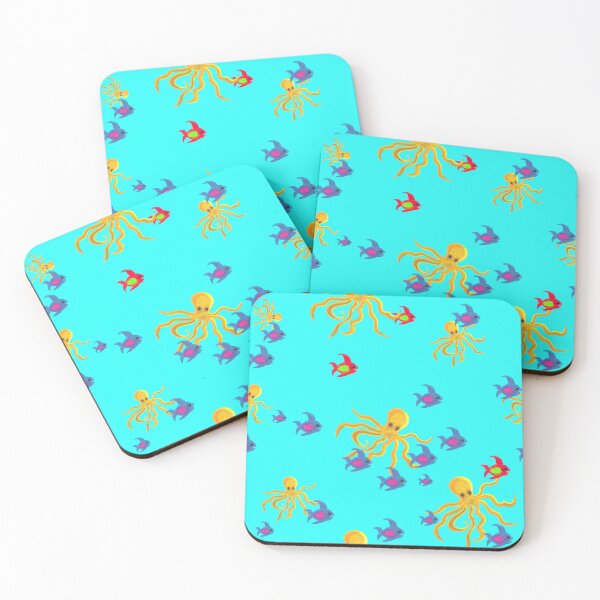 Item preview, octopus with fish_aqua designed and sold by NeonEye-Designs.