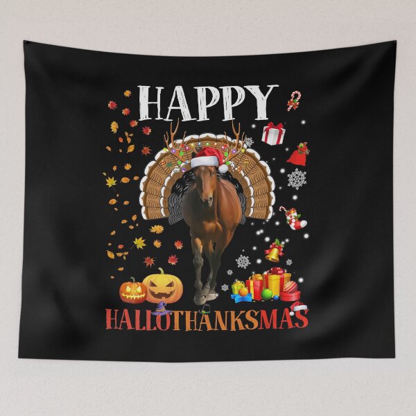 Item preview, Happy HalloThanksMas Horse Halloween vintage spooky scary retro funny horse designed and sold by elizabethdawnn.
