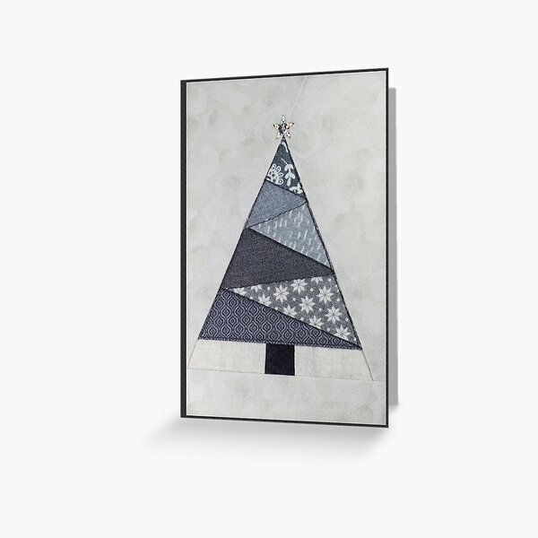 Scandi Inspired Christmas Tree Quilted Postcard Image Greeting Card