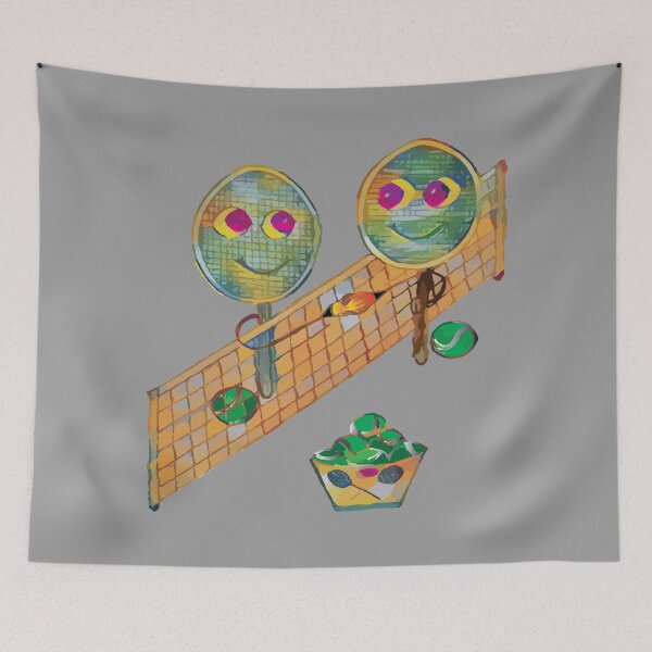 Item preview, Tennis rackets shaking hands designed and sold by GenevieveDArt.