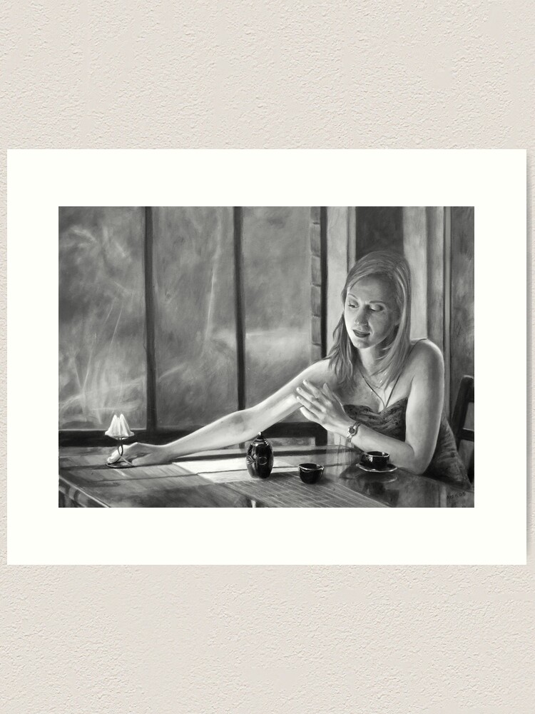 Thumbnail 2 of 3, Art Print, The Candle - charcoal drawing - by Avril Thomas designed and sold by AvrilThomasart.