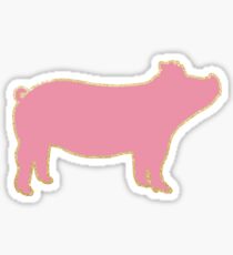Pig Pink/Gold Glitter Sticker