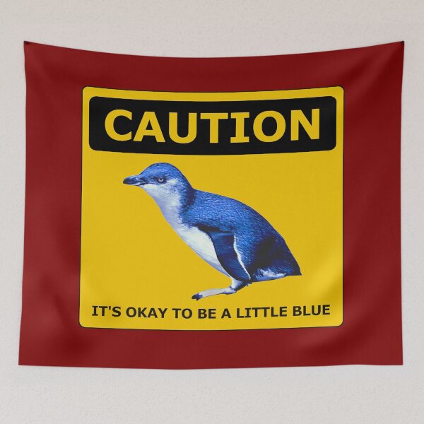 Item preview, Caution it's okay to be a little blue penguin Maroon designed and sold by SBPenguins.