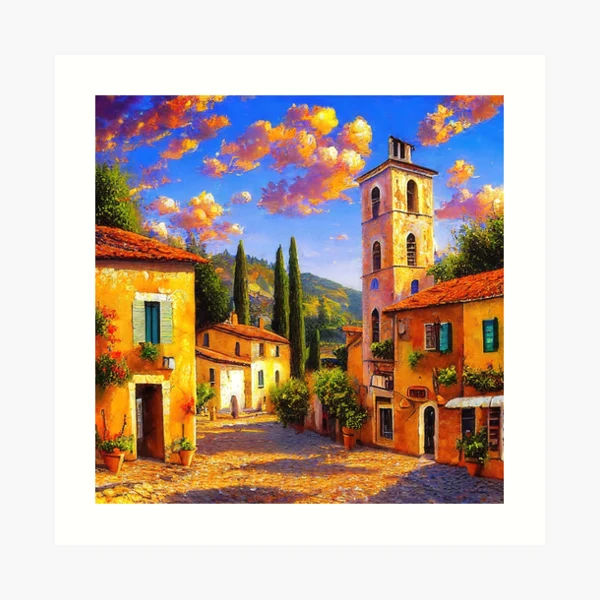 Daniel NG 油絵 (River Village Tuscany) il_1080xN.4200484070_7dao.jpg
