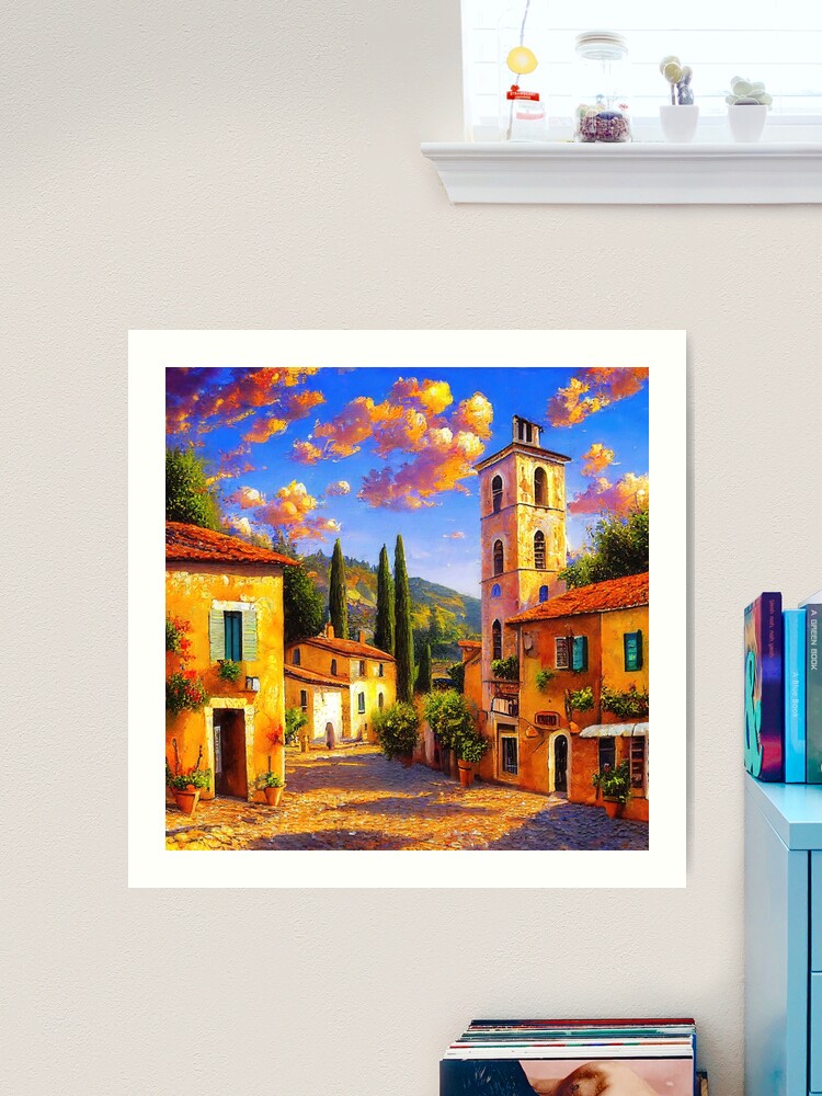 Daniel NG 油絵 ( Village Tuscany) Daniel NG 油絵 (River Village Tuscany)