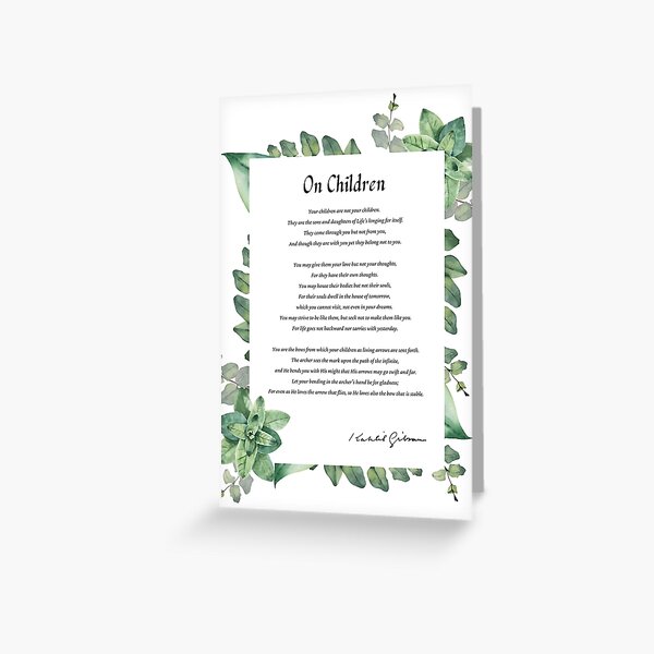 Item preview, On Children, from The Prophet, by libanese author Gibran Khalil Gibran - Romantic Love Book quote with author signature designed and sold by Storyphyle.