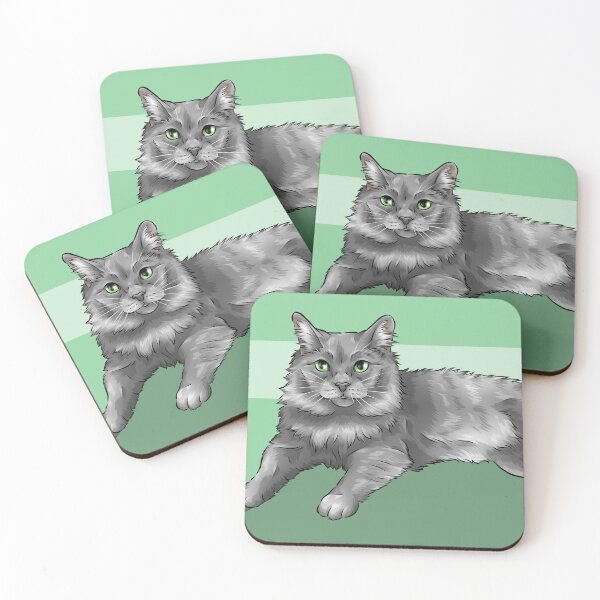 Item preview, Nebelung Cat | Long Haired Russian Blue | Green Background designed and sold by shirinsart.