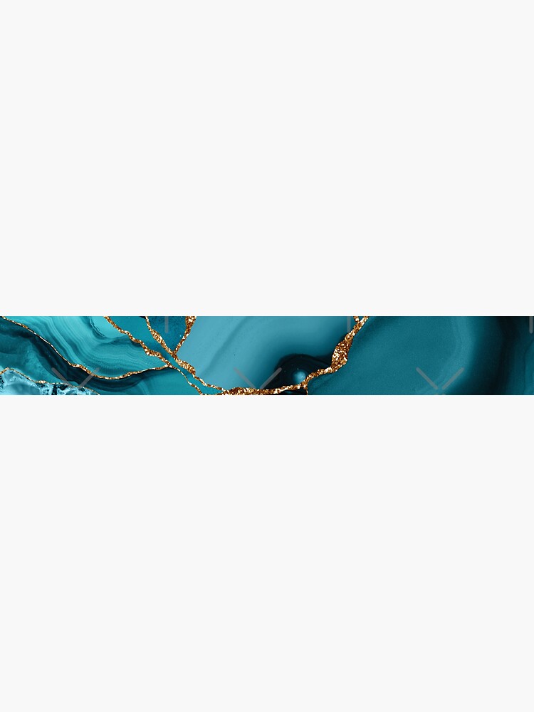 Teal And Gold Faux Marble Landscape Waves by MysticMarble