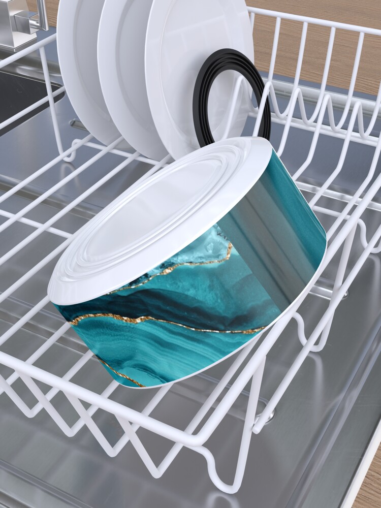 Alternate view of Teal And Gold Faux Marble Landscape Waves Pet Bowl