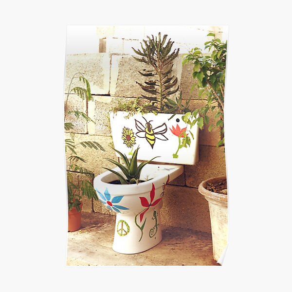 "Old Toilet Seat Planter Recycled Objects Street Art" Poster for Sale