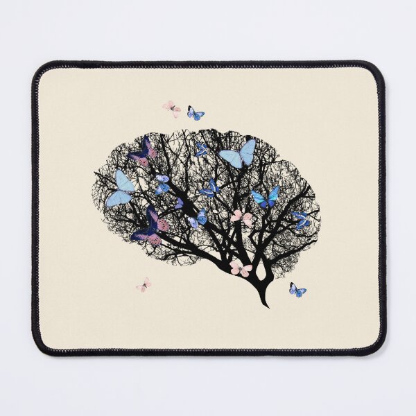 Item preview, Brain and blue flowers, brain tree branches, Positivity, creativity, side brain designed and sold by Collagedream.
