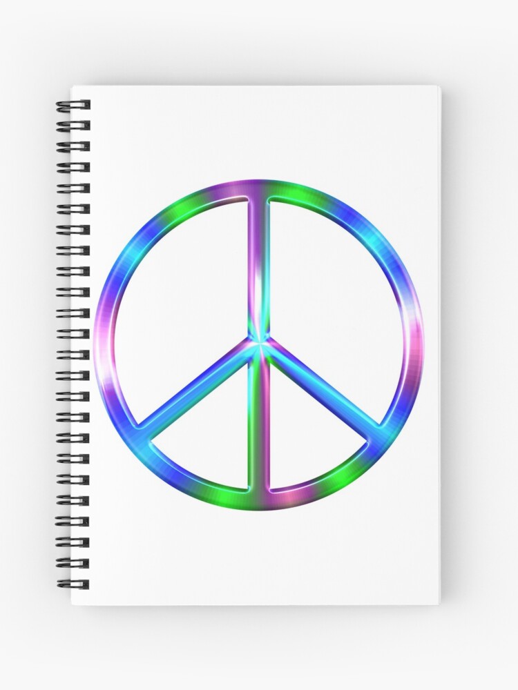 Download Shiny Colorful Peace Sign Spiral Notebook By Cooldoodles Redbubble